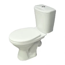 Унитаз компакт Оптима(М) белый косой выпуск нижняя подводка кнопка сидение Уклад Лобня