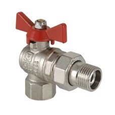 Кран шаровый VALTEC BASE угловой 3/4"; муфта-американка артикул VT.228.N.05