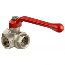 Кран шаровый VALTEC трехходовой, тип Т 3/4"; муфта-муфта-муфта артикул VT.361.N.05