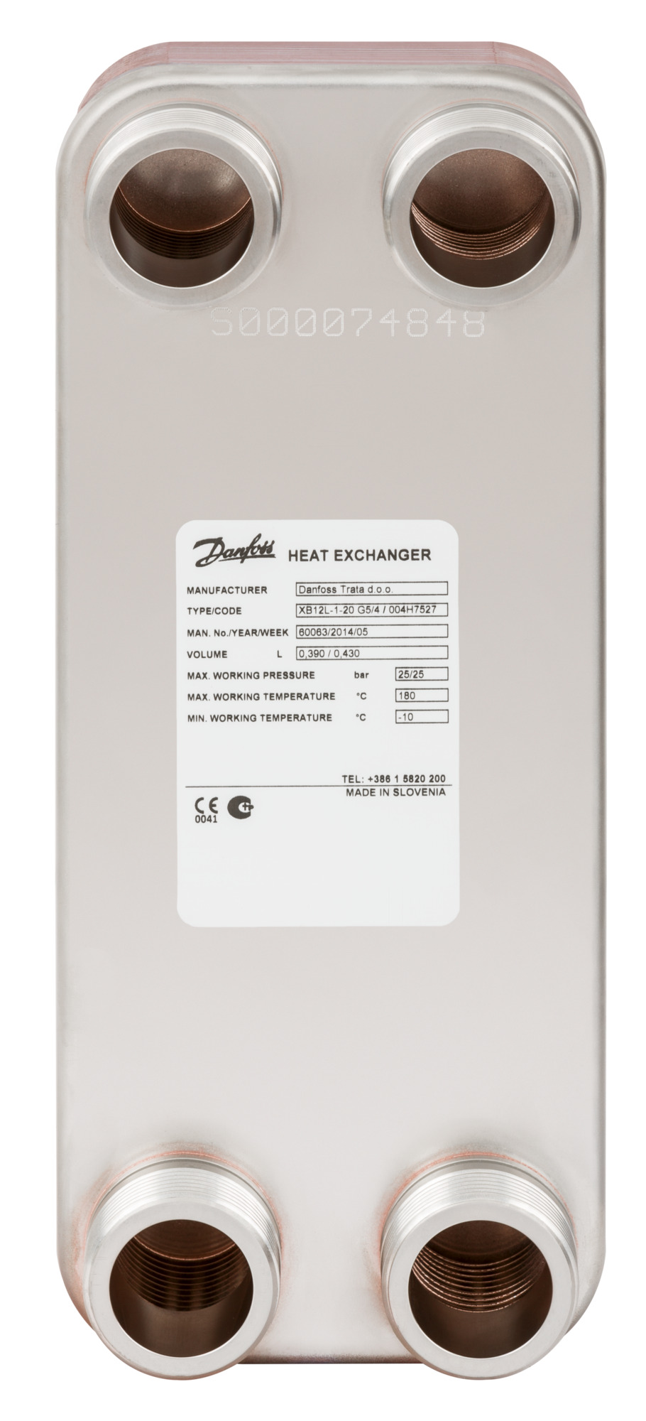 Danfoss 004H7525 — Паяный пластинчатый теплообменник XB 12L-1-10 PN25