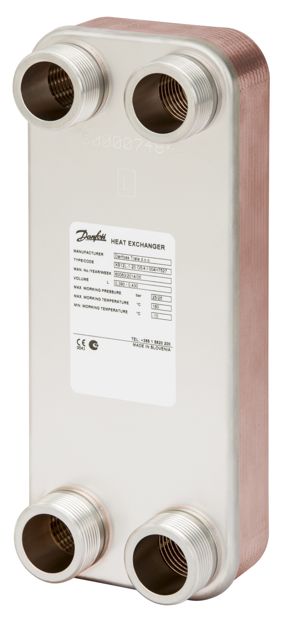 Danfoss 004H7534 — Паяный пластинчатый теплообменник XB12L-1-70_2_25_4G5/4