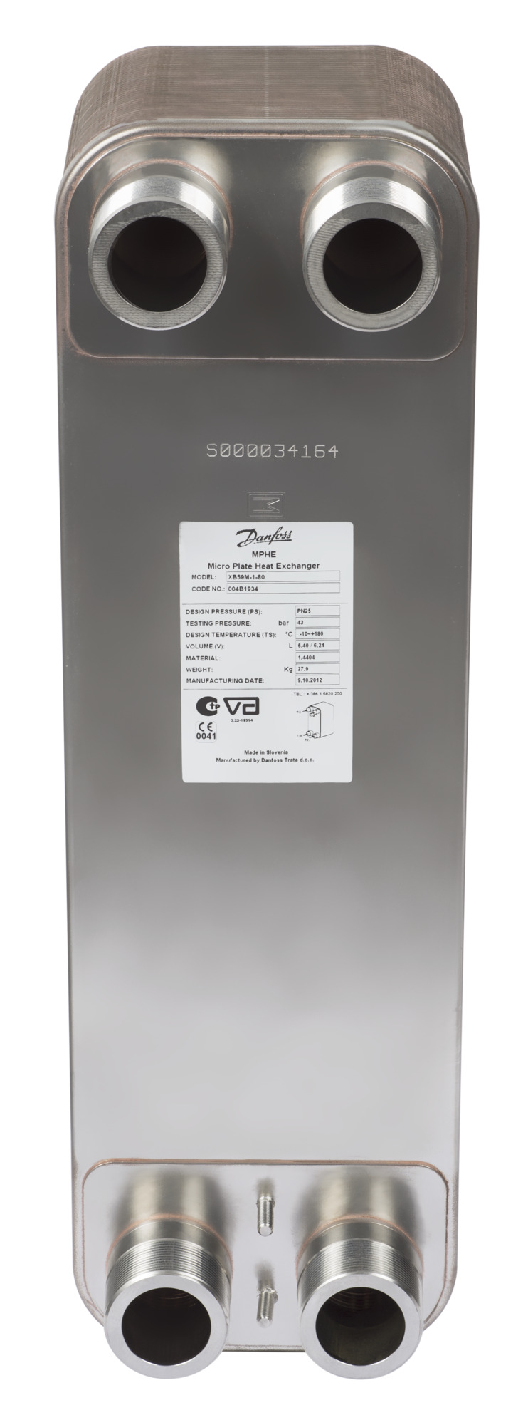 Danfoss 004B1934 — Паяный пластинчатый теплообменник XB 59M-1-80