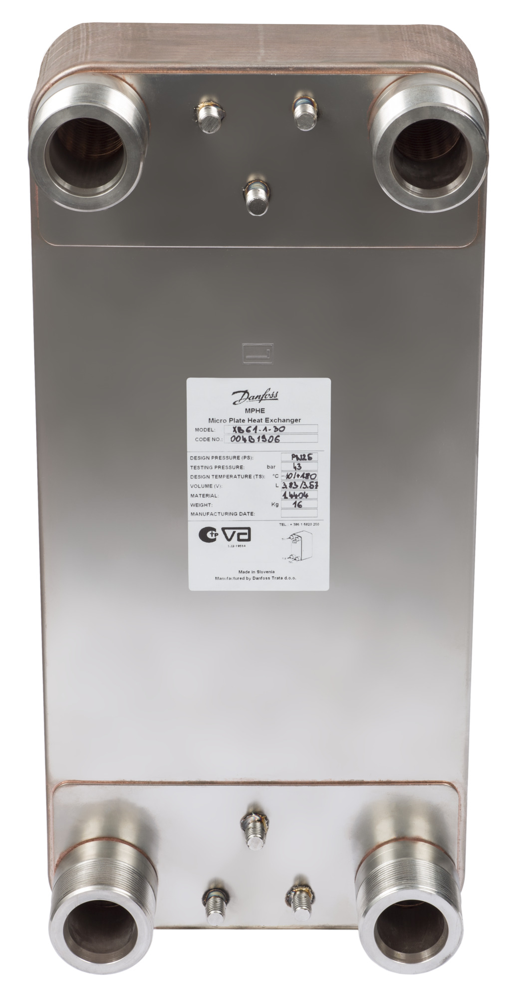 Danfoss 004B1913 — Паяный пластинчатый теплообменник XB 61M-1-30 PN25 G2