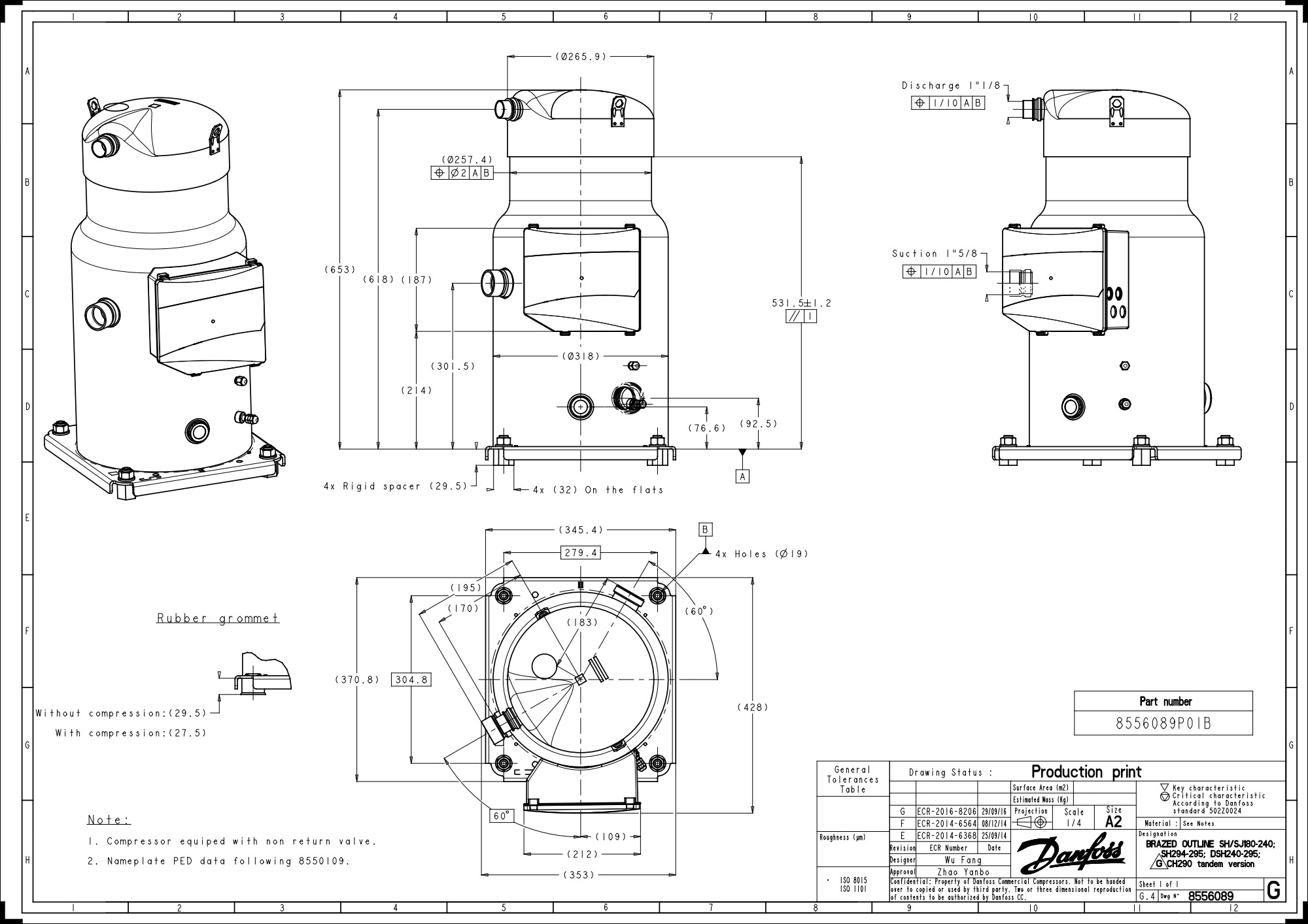 SH180B4AAE компрессор спиральный